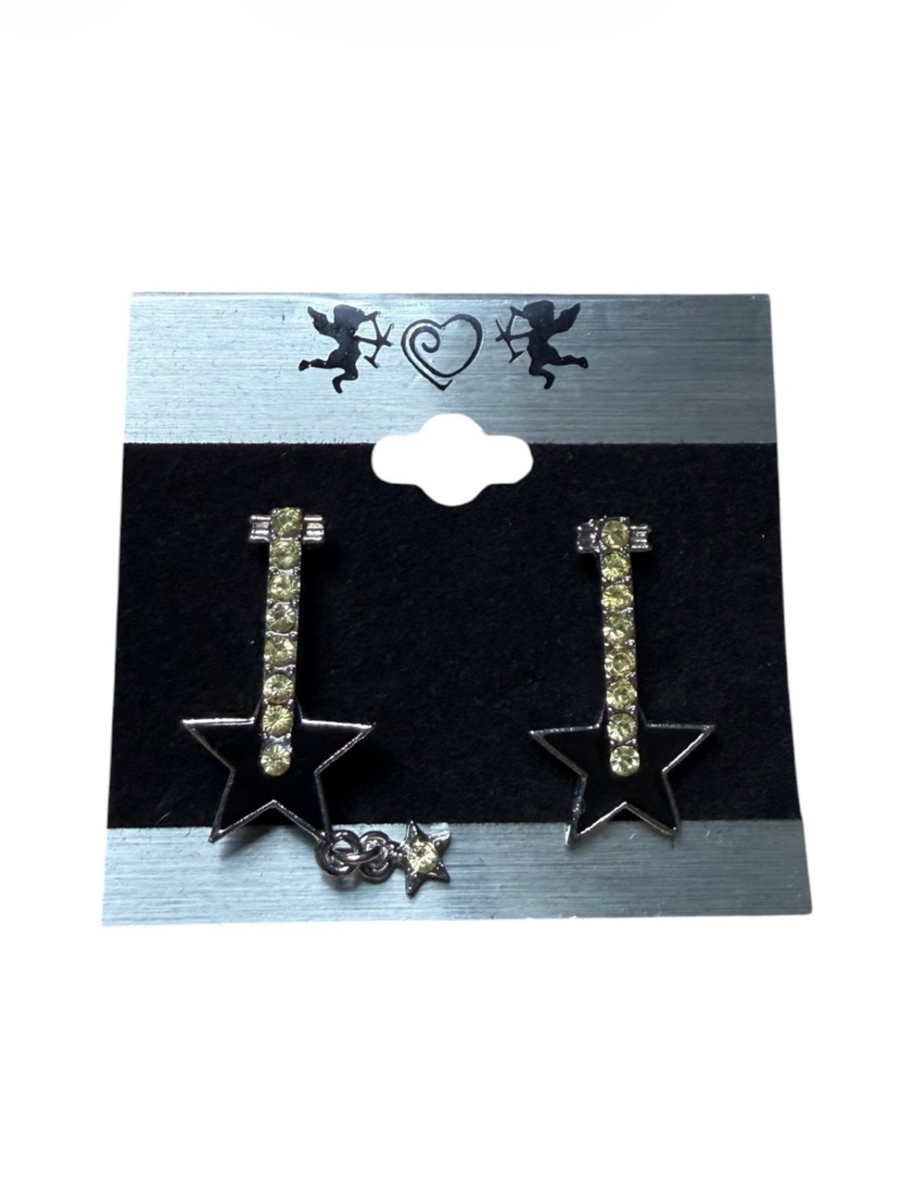 Black & Yellow Star Guitar Stud Earrings